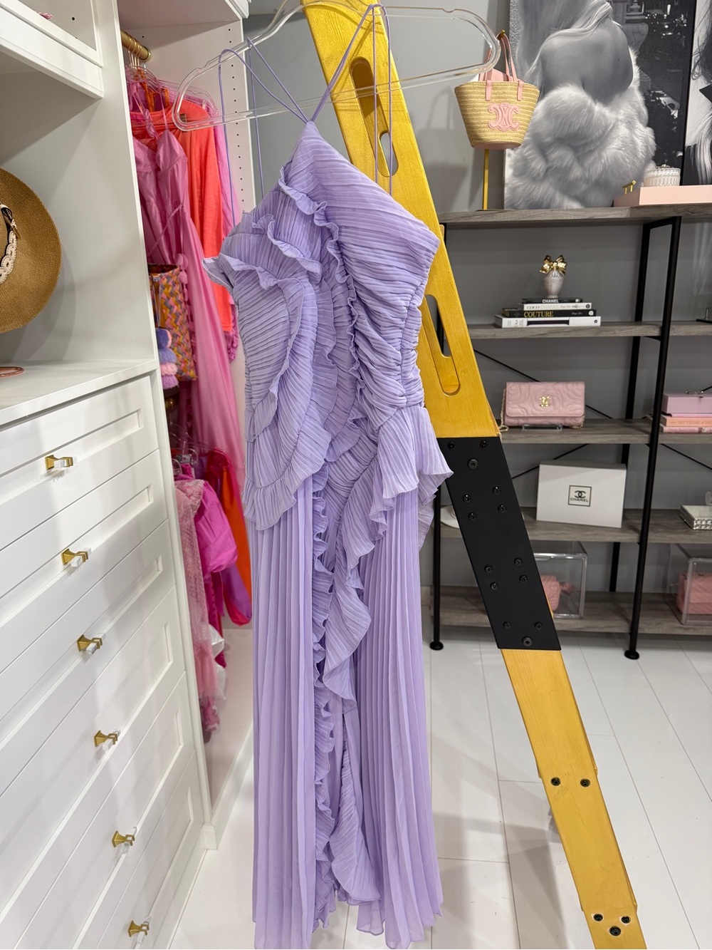 Chicwish Lavender Ruffled Pleated Maxi Dress
